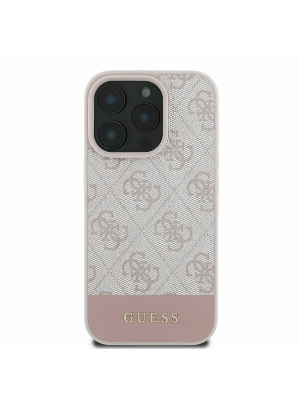 Guess PU 4G Stripe Zadní Kryt pro iPhone 16 Pro Pink Carcasa de telefon