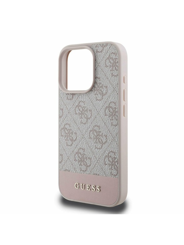 Guess PU 4G Stripe Zadní Kryt pro iPhone 16 Pro Pink Carcasa de telefon