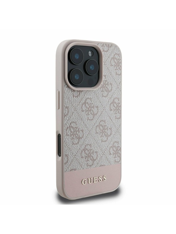 Guess PU 4G Stripe Zadní Kryt pro iPhone 16 Pro Max Pink Carcasa de telefon