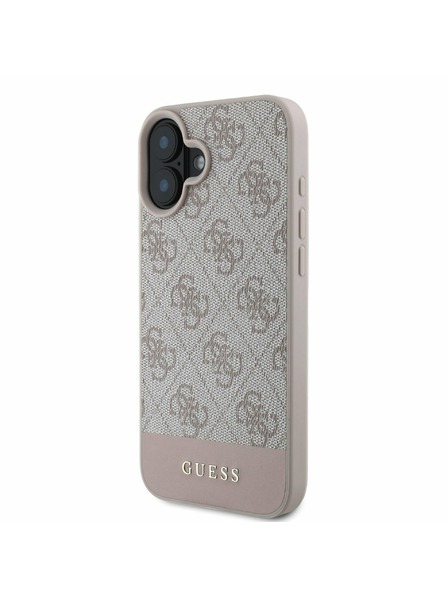 Guess PU 4G Stripe Zadní Kryt pro iPhone 16 Pink Carcasa de telefon