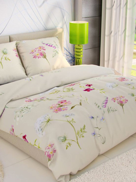 Kvalitex Lenjerie de pat clasică din bumbac DELUX 140x200, 70x90cm BOTANICA crem