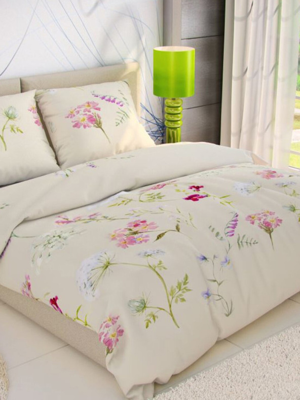 Kvalitex Lenjerie de pat clasică din bumbac DELUX 140x200, 70x90cm BOTANICA crem