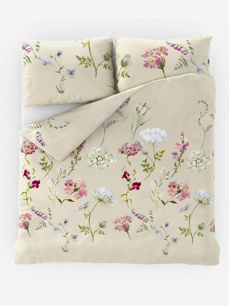 Kvalitex Lenjerie de pat clasică din bumbac DELUX 140x200, 70x90cm BOTANICA crem