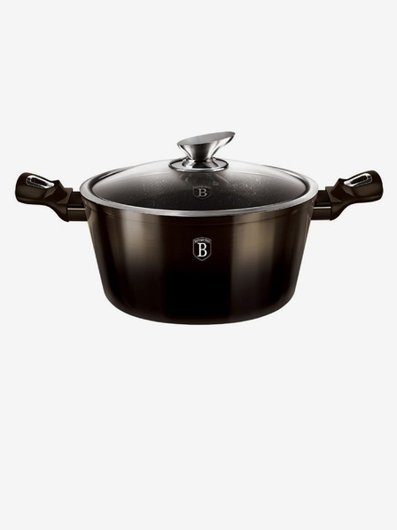 Berlingerhaus Cratiță cu suprafață marmorată 24 cm Shiny Black Collection 2 capace BERLINGERHAUS