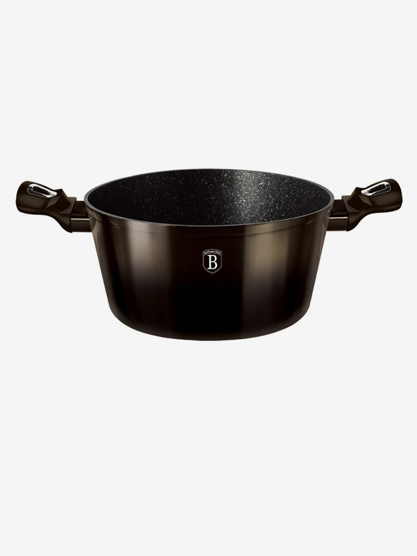 Berlingerhaus Cratiță cu suprafață marmorată 24 cm Shiny Black Collection 2 capace BERLINGERHAUS