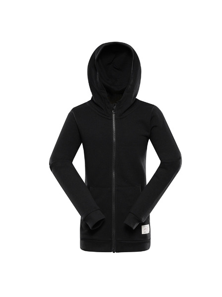 ALPINE PRO Hanorac din bumbac cu glugă pentru copii ALPINE PRO LOKKO black