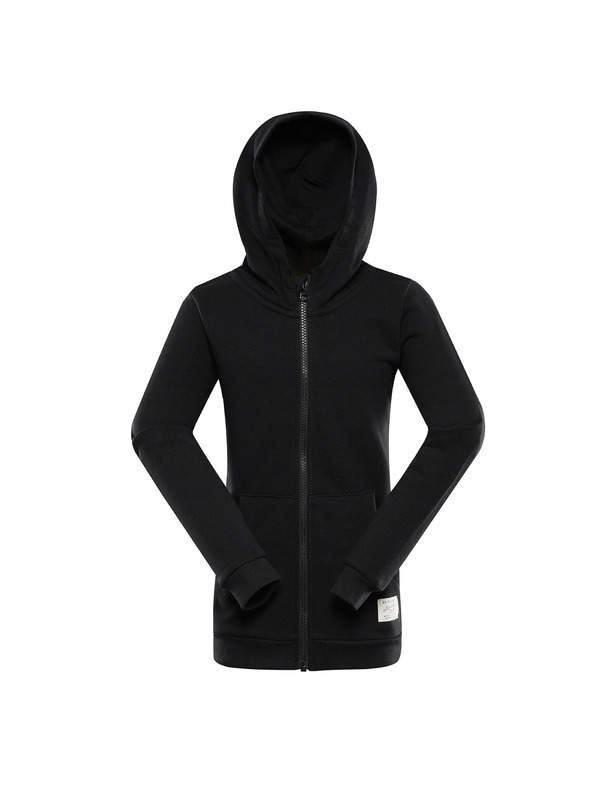 ALPINE PRO Hanorac din bumbac cu glugă pentru copii ALPINE PRO LOKKO black