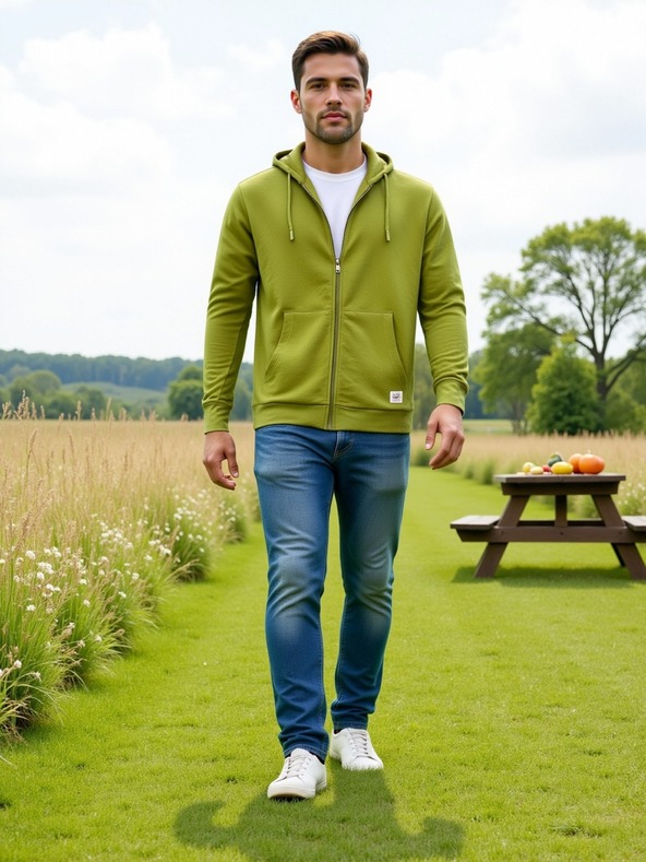 ALPINE PRO Hanorac din bumbac cu glugă pentru bărbați ALPINE PRO LOKK verde militar