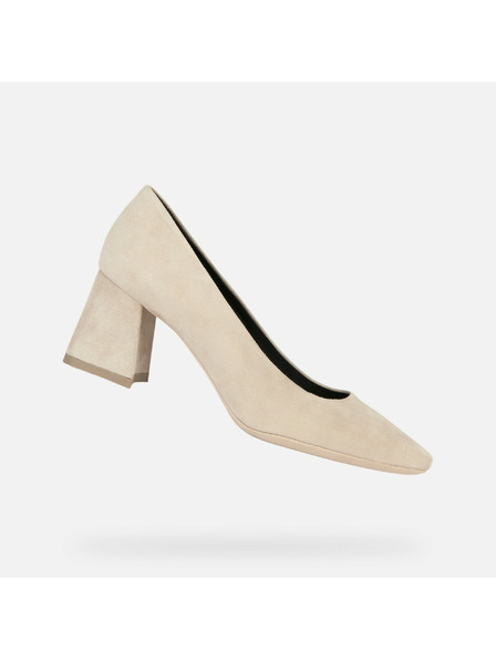 Geox Pantofi crem cu toc pentru femei Geox Giselda