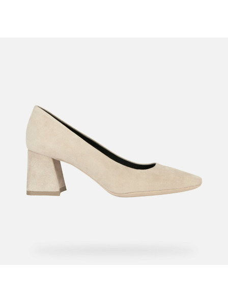 Geox Pantofi crem cu toc pentru femei Geox Giselda