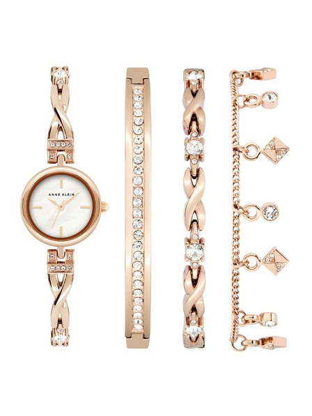 Anne Klein Set roz-auriu de ceas și bijuterii pentru femei Anne Klein