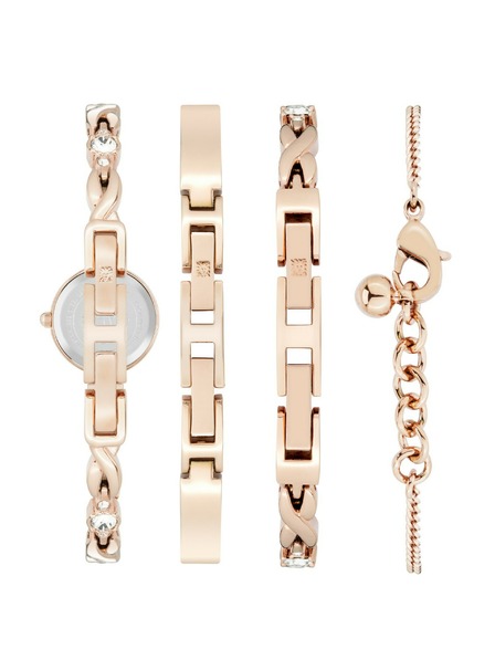 Anne Klein Set roz-auriu de ceas și bijuterii pentru femei Anne Klein