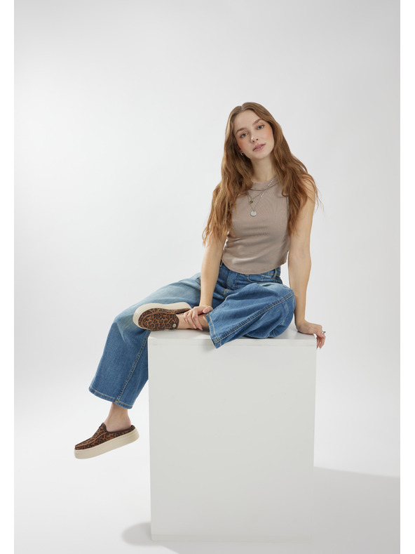 Hey Dude Papuci cu model de leopard pe platformă pentru femei Hey Dude