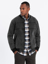 Ombre Clothing Jachetă bomber bărbătească din denim cu efect stone wash - negru V2 OM-JADJ-0163 Ombre Clothing