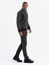 Ombre Clothing Jachetă bomber bărbătească din denim cu efect stone wash - negru V2 OM-JADJ-0163 Ombre Clothing