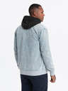 Ombre Clothing Jachetă bomber bărbătească din denim cu efect stone wash - albastru deschis V3 OM-JADJ-0163 Ombre Clothing