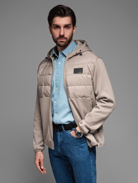 Ombre Clothing Geacă sport ușoară color pentru bărbați cu fleece Ombre Clothing