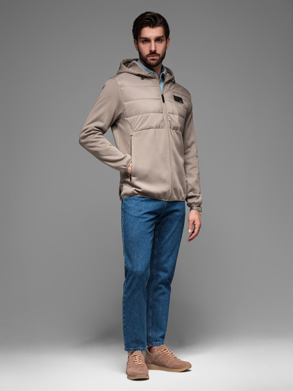 Ombre Clothing Geacă sport ușoară color pentru bărbați cu fleece Ombre Clothing