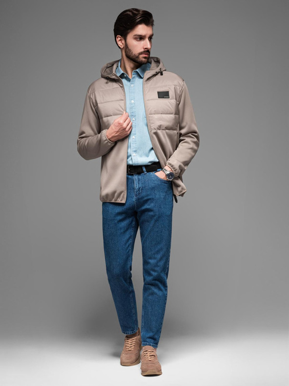 Ombre Clothing Geacă sport ușoară color pentru bărbați cu fleece Ombre Clothing