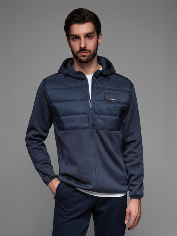 Ombre Clothing Geacă sport ușoară color pentru bărbați cu fleece Ombre Clothing