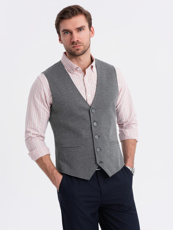 Ombre Clothing Vestă tricotată elegantă slim-fit structurată pentru bărbați Ombre Clothing