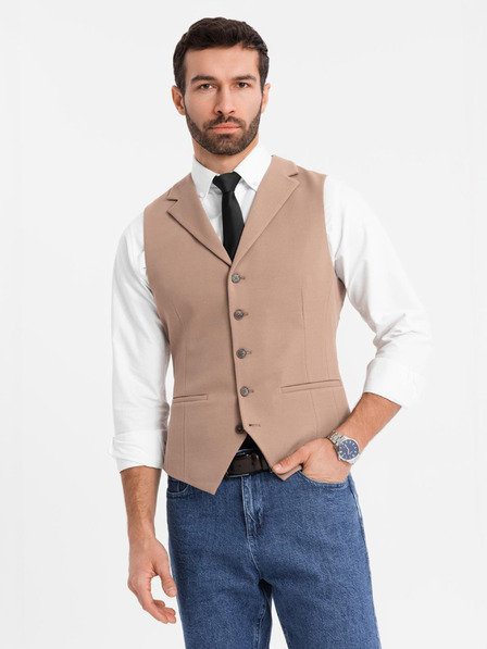 Ombre Clothing Vestă elegantă slim-fit pentru bărbați cu elastan și revere Ombre Clothing