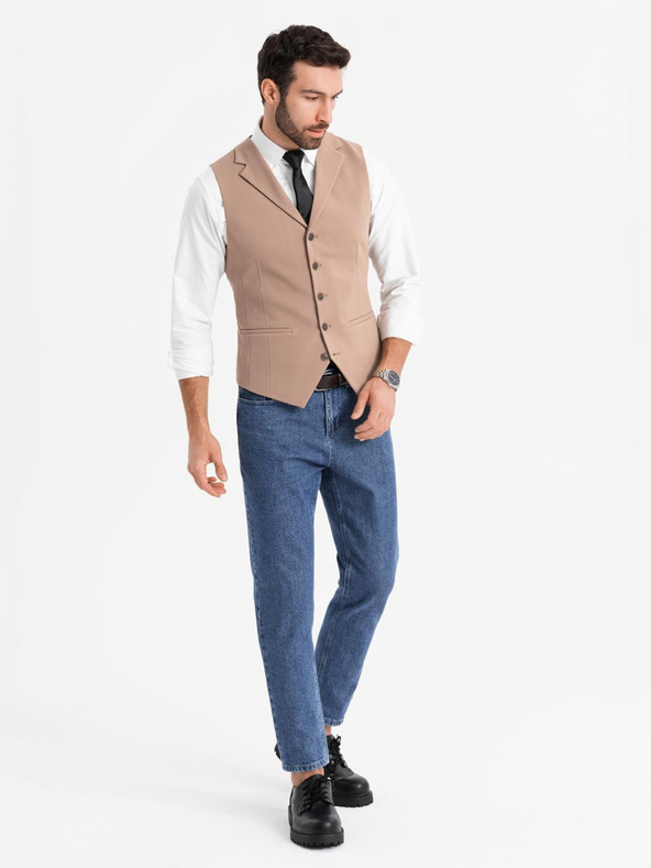 Ombre Clothing Vestă elegantă slim-fit pentru bărbați cu elastan și revere Ombre Clothing