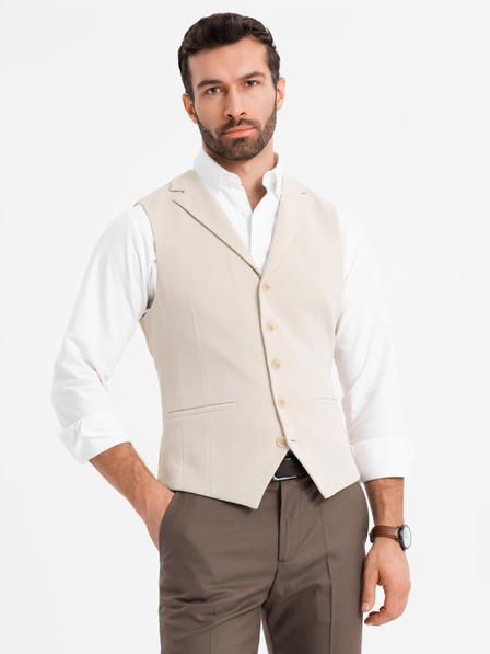 Ombre Clothing Vestă elegantă slim-fit pentru bărbați cu elastan și revere Ombre Clothing
