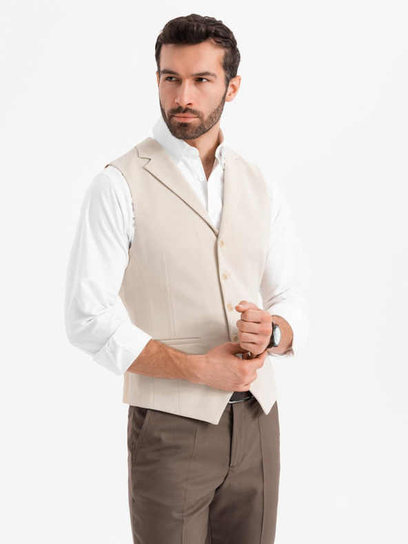 Ombre Clothing Vestă elegantă slim-fit pentru bărbați cu elastan și revere Ombre Clothing