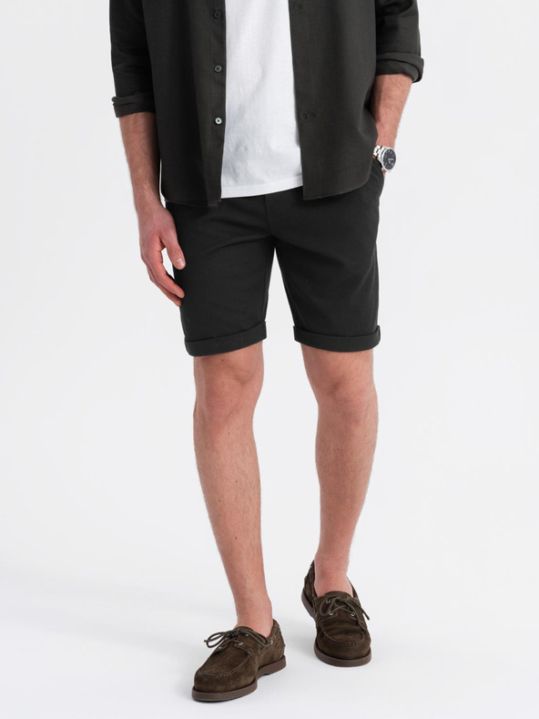 Ombre Clothing Pantaloni scurți tricotați pentru bărbați cu tiv răsfrânt Ombre Clothing