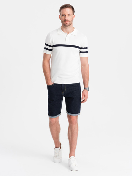 Ombre Clothing Pantaloni scurți din denim pentru bărbați cu tiv răsfrânt Ombre Clothing