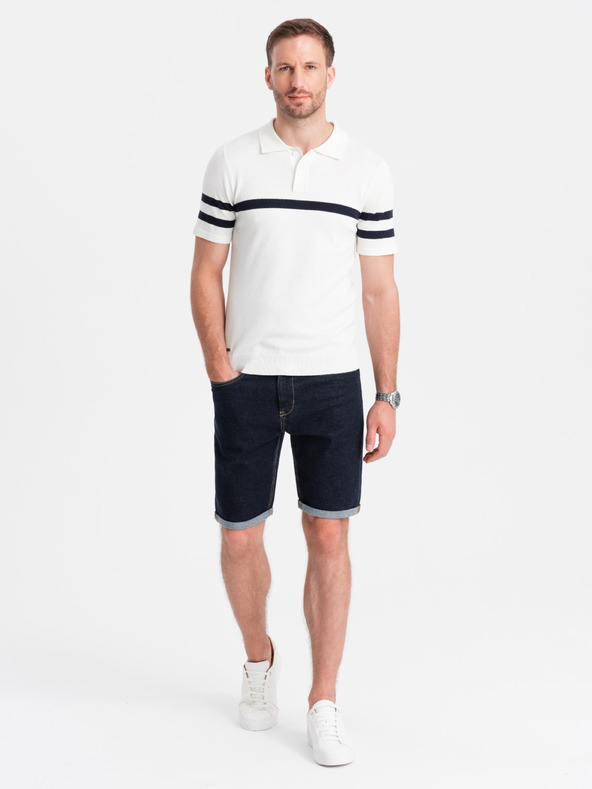 Ombre Clothing Pantaloni scurți din denim pentru bărbați cu tiv răsfrânt Ombre Clothing