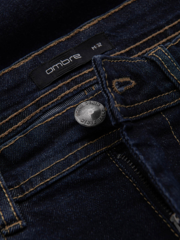 Ombre Clothing Pantaloni scurți din denim pentru bărbați cu tiv răsfrânt Ombre Clothing