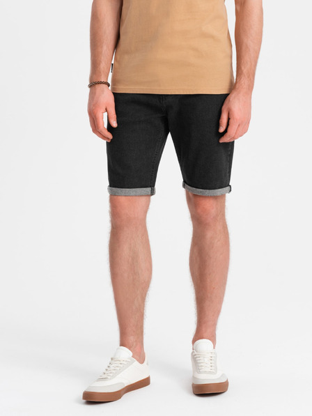 Ombre Clothing Pantaloni scurți din denim pentru bărbați cu tiv răsfrânt Ombre Clothing