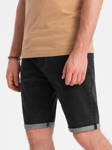 Ombre Clothing Pantaloni scurți din denim pentru bărbați cu tiv răsfrânt Ombre Clothing