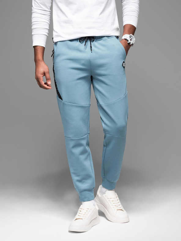 Ombre Clothing Pantaloni de trening pentru bărbați cu manșete cu nervuri și fermoar decorativ Ombre Clothing