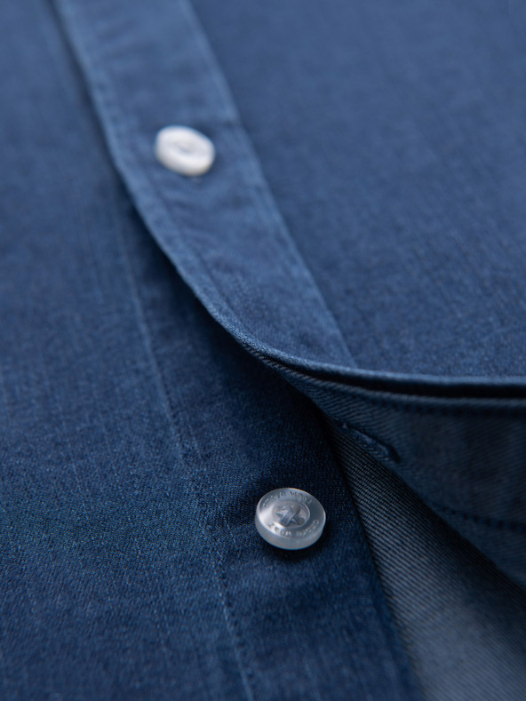 Ombre Clothing Cămașă din denim pentru bărbați cu lyocell și broderie pe piept Ombre Clothing