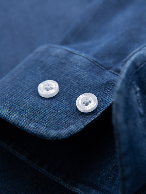 Ombre Clothing Cămașă din denim pentru bărbați cu lyocell și broderie pe piept Ombre Clothing