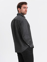 Ombre Clothing Cămașă din denim pentru bărbați cu buzunar brodat Ombre Clothing