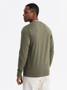 Ombre Clothing Tricou din bumbac pentru bărbați cu mânecă lungă, decolteu în V în dungi și broderie Ombre Clothing
