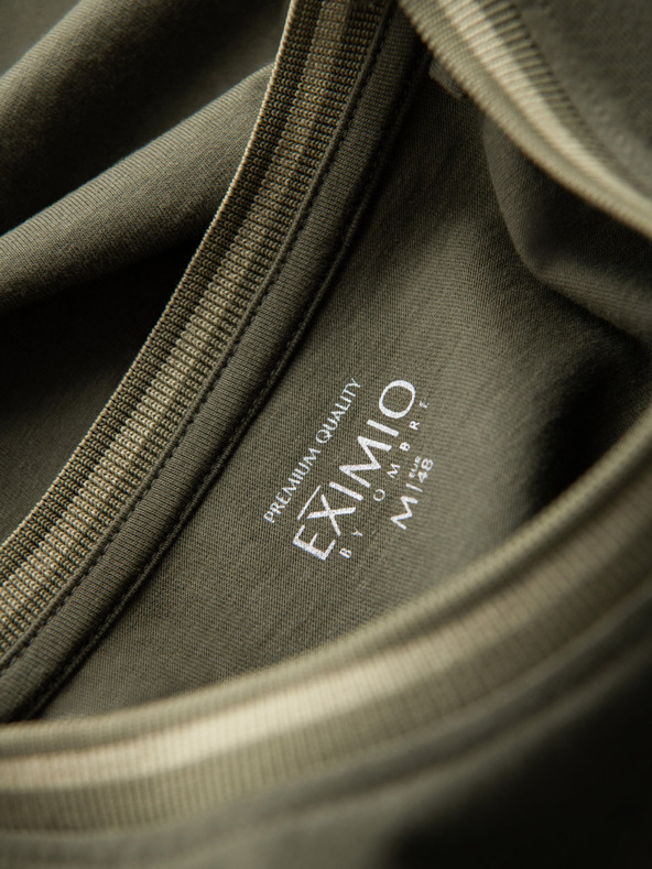 Ombre Clothing Tricou din bumbac pentru bărbați cu mânecă lungă, decolteu în V în dungi și broderie Ombre Clothing