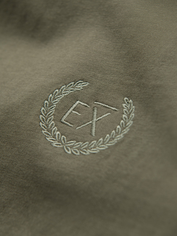 Ombre Clothing Tricou din bumbac pentru bărbați cu mânecă lungă, decolteu în V în dungi și broderie Ombre Clothing