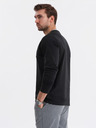 Ombre Clothing Tricou din bumbac pentru bărbați cu mânecă lungă, decolteu în V în dungi și broderie Ombre Clothing