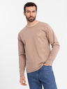 Ombre Clothing Tricou din bumbac pentru bărbați cu mânecă lungă, decolteu în V în dungi și broderie Ombre Clothing