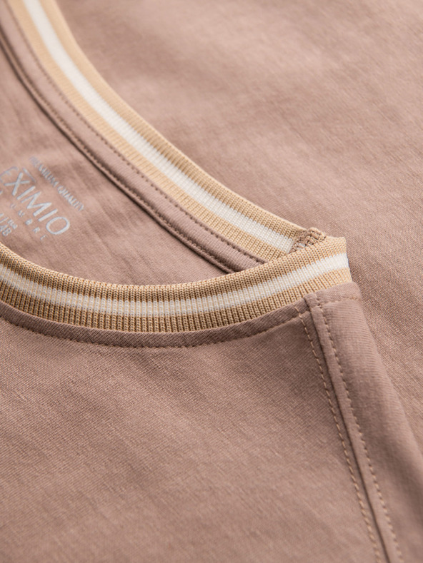 Ombre Clothing Tricou din bumbac pentru bărbați cu mânecă lungă, decolteu în V în dungi și broderie Ombre Clothing