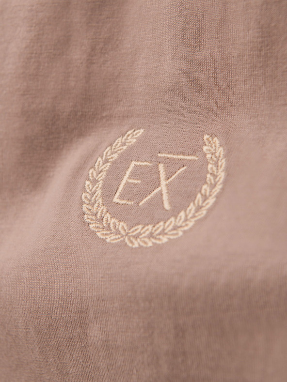 Ombre Clothing Tricou din bumbac pentru bărbați cu mânecă lungă, decolteu în V în dungi și broderie Ombre Clothing