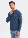 Ombre Clothing Tricou din bumbac pentru bărbați cu mânecă lungă, cu bordură și imprimeu pe piept Ombre Clothing