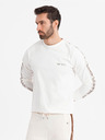 Ombre Clothing Tricou din bumbac pentru bărbați cu mânecă lungă, cu bordură și imprimeu pe piept Ombre Clothing