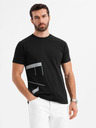 Ombre Clothing Tricou din jerseu de bumbac pentru bărbați cu inscripție mare laterală Ombre Clothing