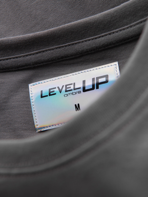 Ombre Clothing Tricou din bumbac pentru bărbați cu mânecă lungă, cu bordură și imprimeu pe piept Ombre Clothing